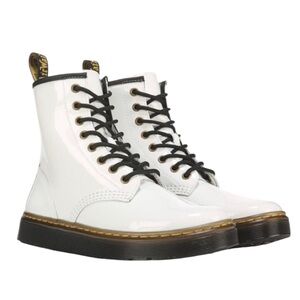 NEW Dr. Martens Glossy White Zavala 8-Eyelet Combat Boots women’s 8 stylish